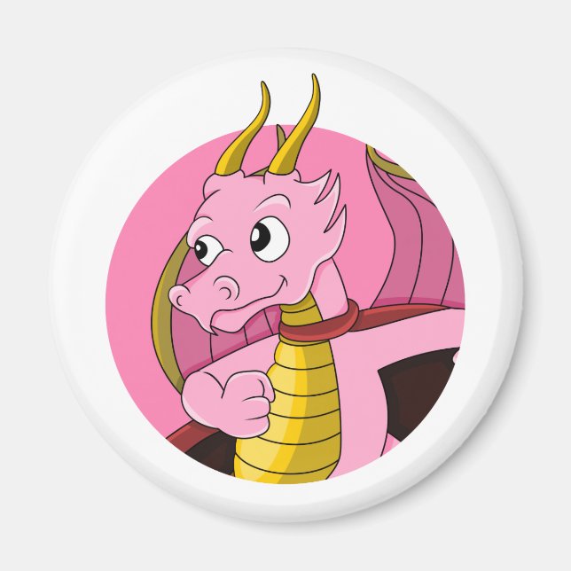Pink dragon cartoon magnet (Front)