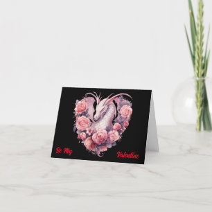 Pink Dragon Heart Blank Holiday Card