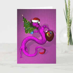 Pink Dragon Holiday Card