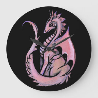 Pink Dragon Large Clock