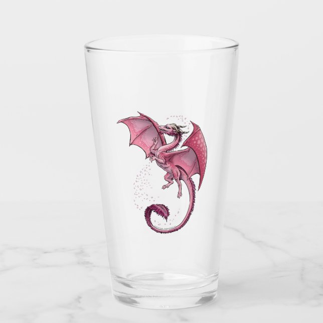 Pink Dragon of Spring Nature Fantasy Art Glass (Front)