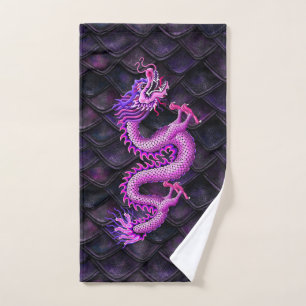 Pink Dragon on Dragon Scales Hand Towel
