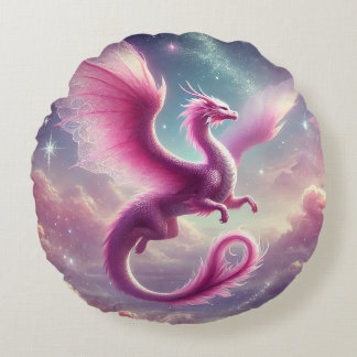 Pink Dragon Round Cushion