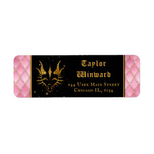 Pink Dragon Scales Gold Faux Glitter