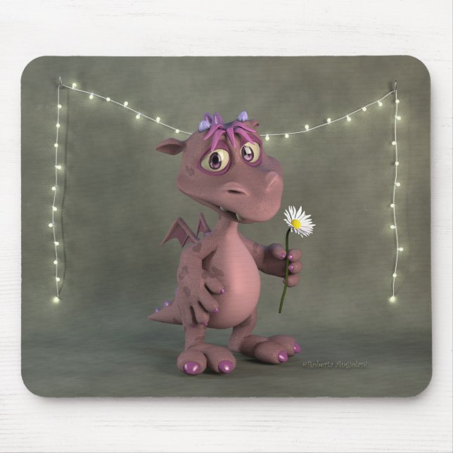 Pink Dragon with daisy Mouse Mat (Front)