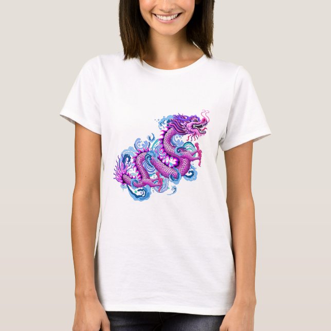 Pink Dragon with Water Splash T-Shirt (Front)