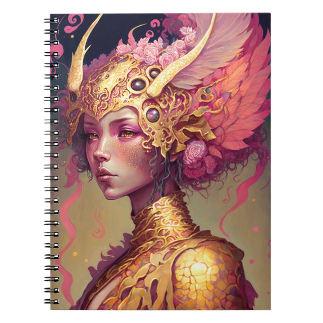 Pink Dragon Woman Fantasy Art Notebook (Front)