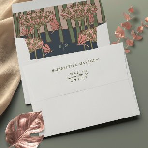 Pink Dragonflies Art Nouveau Vintage Envelope