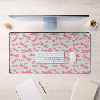 Pink Dragonflies Pattern Desk Mat