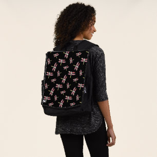 Pink Dragonfly Bugs Pattern Backpack