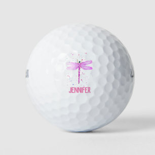 Pink dragonfly Cute Name golf balls