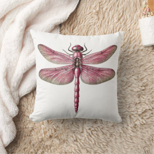 Pink Dragonfly Nature Inspired Art Cushion