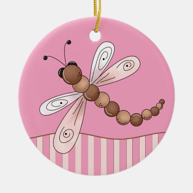 Pink Dragonfly Ornament (Front)