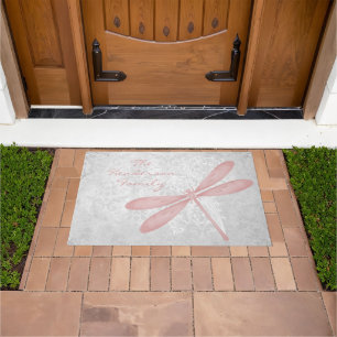 Pink Dragonfly Personalised Doormat