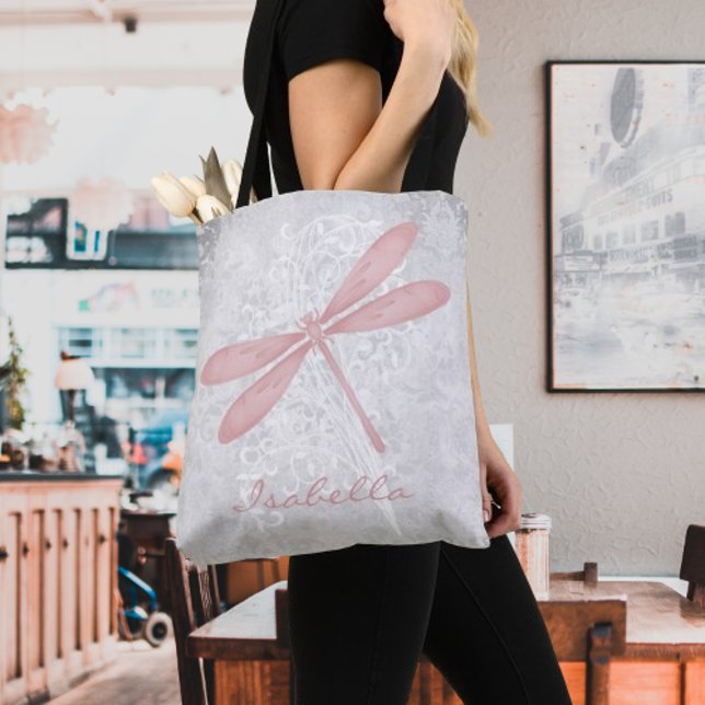Pink Dragonfly Personalised Tote Bag (Pink Dragonfly Personalized Tote Bag)