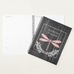 Pink Dragonfly Rustic Planner
