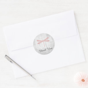Pink Dragonfly Thank You Stickers