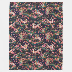 Pink Dragons and Cherry Blossoms Fleece Blanket