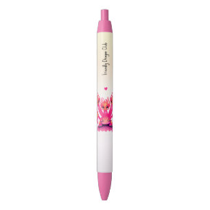 Pink dragons black ink pen