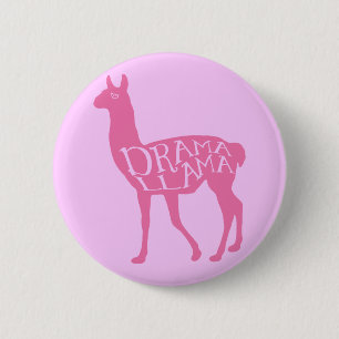 Pink Drama Llama 6 Cm Round Badge