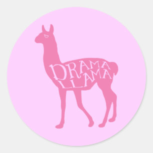 Pink Drama Llama Classic Round Sticker