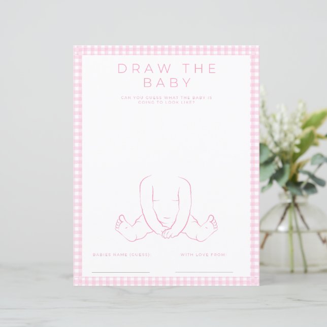Pink Draw the Baby Shower Game Paper Sheet (Standing Front)
