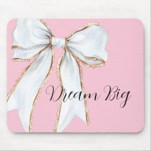 Pink Dream Big White Bow Mouse Mat