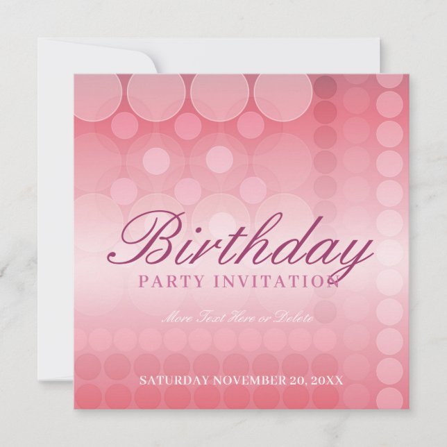 Pink Dream Bubbles Party Birthday Invitation (Front)