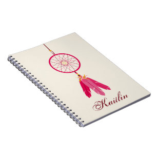 Pink Dream Catcher Personalised Spiral Notebook
