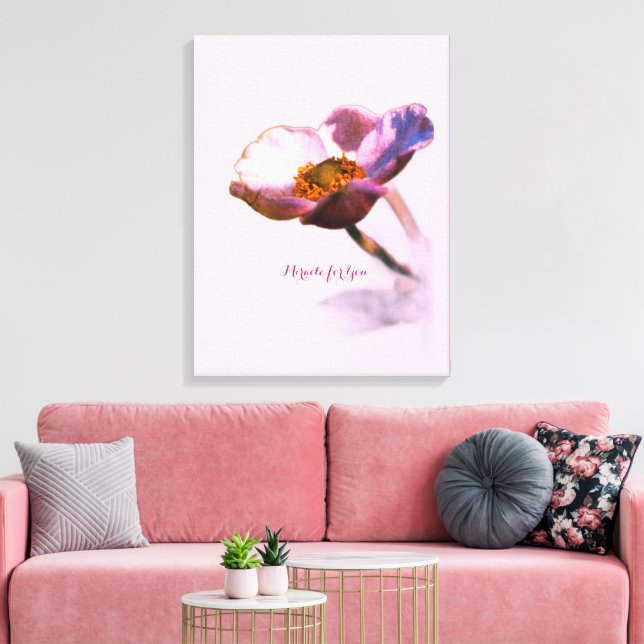 Pink Dream Flowers – Elegant Fantasy Nature Canvas Print (Insitu(LivingRoom))