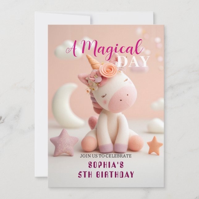 Pink Dream Unicorn Party Invitation (Front)