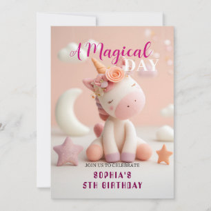 Pink Dream Unicorn Party Invitation