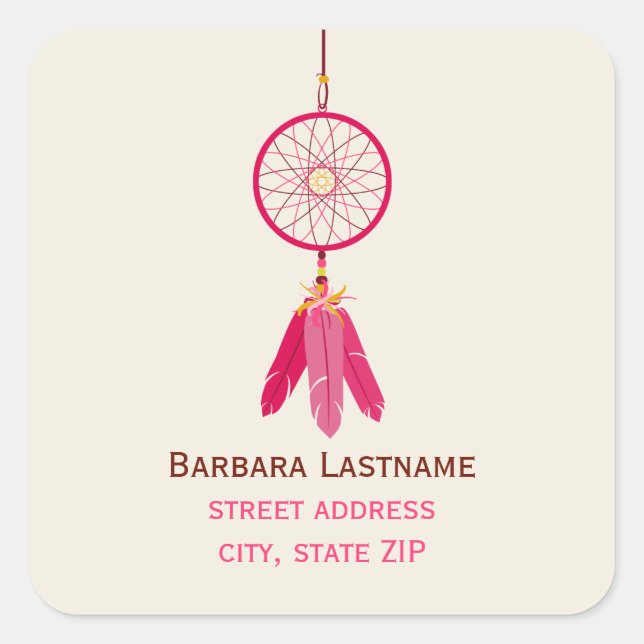 Pink Dreamcatcher Address Sticker (Front)