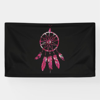 Pink Dreamcatcher Feathers Native American Indian Banner