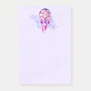 Pink Dreamcatcher On Purple Watercolor Splatter Post-it Notes