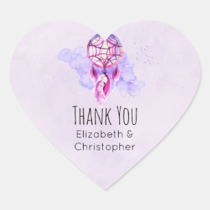 Pink Dreamcatcher Purple pain Splatter Thank You Heart Sticker