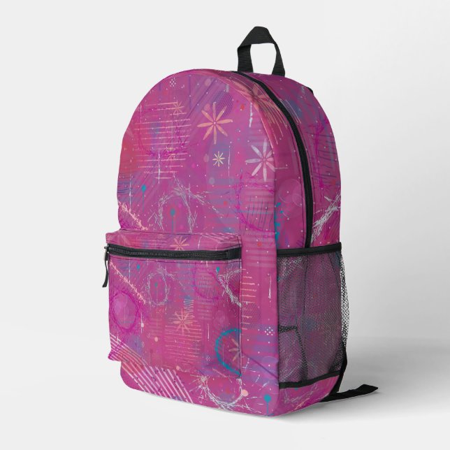 Pink Dreams Abstract  Printed Backpack (Back Corner Right)
