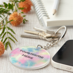 Pink Dreams Girly Cotton Candy Customized Key Ring