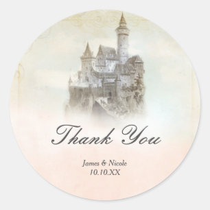 Pink Dreamy Fairy Tale Storybook Castle Princess Classic Round Sticker