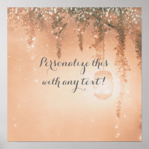 Pink Dreamy Rustic Forest Wedding Banner Poster