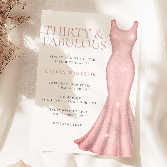 Pink Dress 30th Birthday Party Invitation (Creator Uploaded)