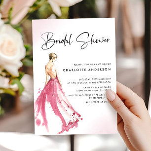 Pink Dress Bridal Shower Invitation