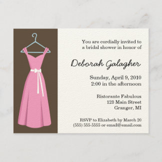 Pink Dress Bridal Shower Invitations
