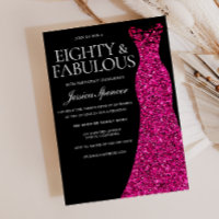 Pink Dress Eighty & Fabulous 80th Birthday Black