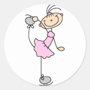 Pink Dress Figure Skater T-shirts and Gifts Classic Round Sticker