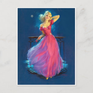 Pink Dress Pin Up Postcard
