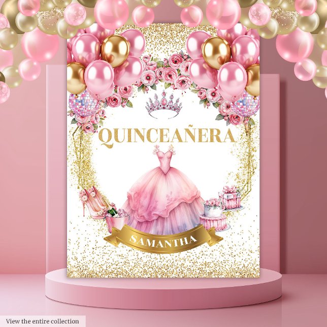 Pink Dress Quinceañera Party Backdrop Sparkle Tapestry (Pink Dress Quinceañera Party Backdrop Sparkle

)