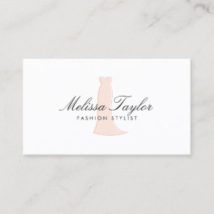 Pink Dress Sketch Fashion Stylist, Boutique Business Card