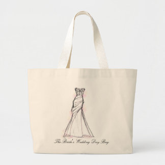 Pink Dress Wedding Day Large Tote Bag