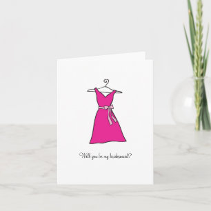 Pink dress, Will you be my bridesmaid? Invitation